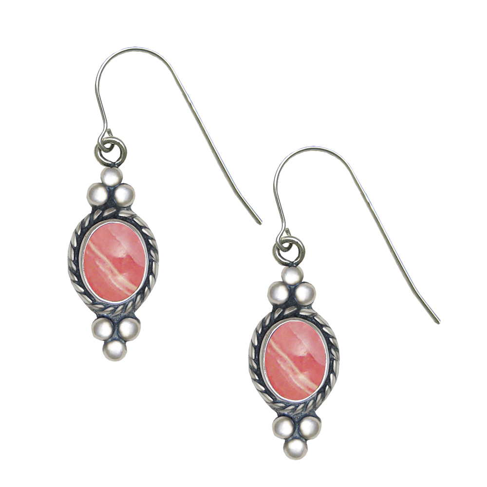 Sterling Silver Rhodocrosite Gemstone Drop Dangle Earrings